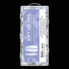 600pcs Full Matte Square/Almond/Coffin For Nail Tips , Medium/Short Length, Transparent, Solid Color Soft Gel ABS False For Nails, Full Cover Press On For Nail Kit For Nail Art Extension - Clear - View 12