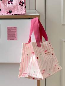 1个可爱卡通印花午餐包，适合上班族、学生，时尚便携，大容量多功能设计 - 彩色 - 查看 6