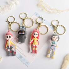 韩流女团心形项链吊坠，跨境热销配饰，卡通心形吊坠毛衣链，韩流女团粉色手链配饰，女孩礼物，跨境动漫周边，植绒韩流女团钥匙扣，娃娃包挂饰，创意小礼物吊坠 - 彩色 - 查看 2