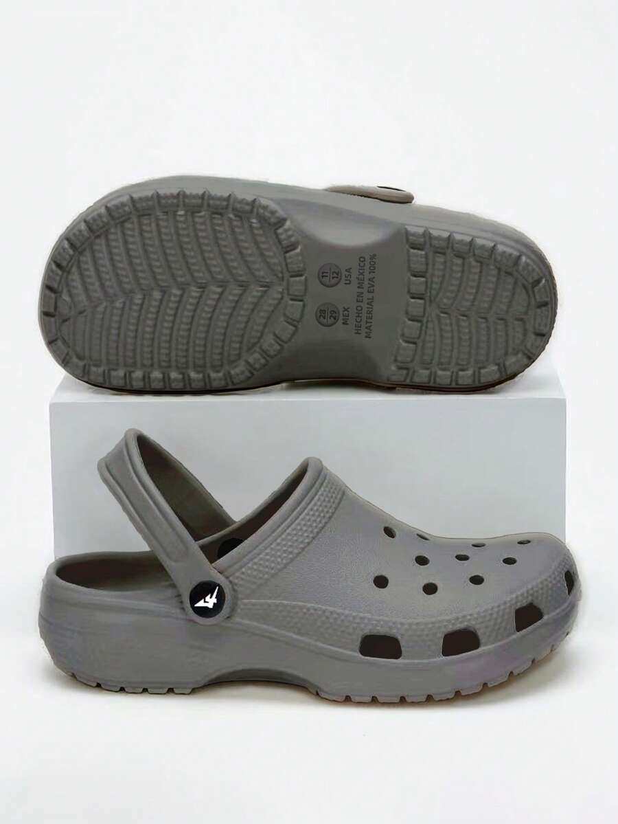 Zapatillas para Hombre de EVA con Agujeros Ventiladores - Diseño Moderno y Brillante, Talón de 3,7 cm Ligero y Suave, Suela Antideslizante y de Secado Rápido, Ultra Cómodas Sin Ruido, Resistentes al Olor y a la Suciedad, Fáciles de Limpiar, Aptas para Interior, Exterior y Playa (Multiusos Duraderos para Uso Diario) - Gris - Ver 1