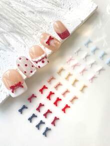 100pcs/Pack Assorted Color 7mm Bow Nail Art Decorations, DIY Nail Jewelry Accessories