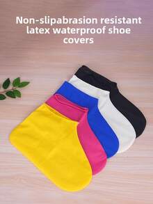 1 Pair Waterproof Latex Anti-Slip Rain Shoe Covers, Thick & Durable Outdoor Rain Boots Covers For Men & Women, Mid-Calf, Portable Insulation, Galentines, Puppy, Carnival, Party Decorations, Spring Summer Picks, Brides Maid Gifts, Room, Bedroom Decor, Bedroom Decor, Beach, Travel, For Men, For Women, Vacation - Multicolor - View 4