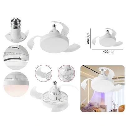 Ventilador De Teto e Lâmpada LED 30W  + Controle Remoto: Bivolt, 3 Tons de Luz, Encaixe E27 - Primicias Qiu