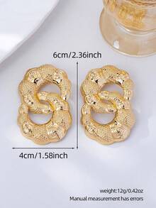 1 Pair Fashionable, Stylish And Minimalist Geometric Circle Earrings, Suitable For Daily Wear - Yellow Gold - View 11