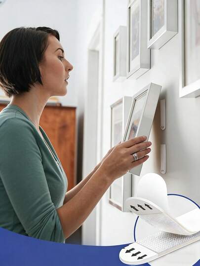 Barra de marco colgante extra grande - Instalación fácil sin herramientas, sin rastro después de la eliminación, soporte de montaje en pared impermeable, adecuado para marcos, carteles, etc.