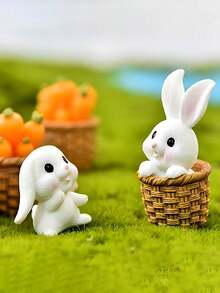 Bộ 7 tượng thỏ nhỏ bằng nhựa, phụ kiện trang trí vườn cổ tích, bộ tượng thỏ bằng nhựa, đồ trang trí bàn làm việc hình thỏ và cà rốt, giỏ đan mini hình thỏ và cà rốt, đồ nhét trứng Phục Sinh, đồ trang trí nhà cửa, đồ trang trí cây cảnh trong chậu ngoài trời, động vật trang trí thu nhỏ, quà tặng Phục Sinh, quà tặng Ngày của Mẹ, quà tặng - Nhiều màu - Xem 5