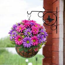 2/4束12.2英寸人造紫色雏菊花束 - 三层花瓣，2.79英寸逼真雏菊花，用途广泛，适用于家居、花园、露台、门廊、餐桌中心装饰、花瓶装饰、人造植物装饰，情人节礼物 - 彩色 - 查看 9