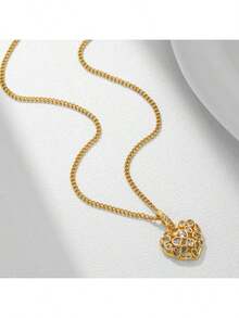 1件不锈钢兔子造型吊坠，简约优雅个性时尚复古休闲风，适合情人节、圣诞节礼物、日常佩戴、派对、节日（OPP袋包装盒仅用于拍摄） - 金黃色 - 查看 3