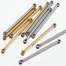 10 piezas de barras conectoras de acero inoxidable de color dorado, barras de conexión de doble orificio, barras redondas para hacer collares, aretes y accesorios de joyería DIY - H2282 - Ver 7