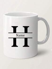 1pc, 11oz Personalized Letter Name Custom Coffee Mug - Designed Customized Cup, Ceramic Mug, Unique Novelty Mug, White Tea Cup, Personalized Letter Name Custom Coffee Mug - Designed Customized Cup, Summer & Winter Drinkware, Birthday Gift, Family Gathering Gift, Holiday Gift, Mildew Resistant, Reusable, Elegant, Cute, Modern