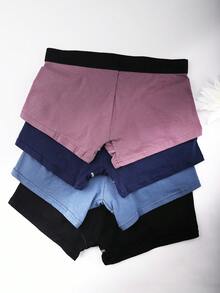 4-Pack Women's Plus Size Loose-Fitting Boxer Shorts, Soft Comfortable Breathable Fabric, Stylish Casual Design For Everyday Wear, Summer - 多色B - 查看 3