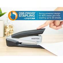 XISH Bostitch Office Executive Stapler - 3 in 1 Stapler - One Finger No Effort Spring Powered Stapler Black/Gray INP20 - Gris - Ver 2