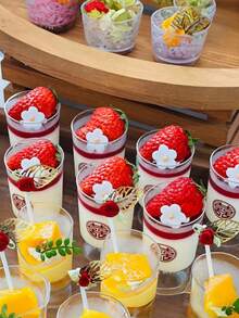 10 Stücke transparente Dessertbecher mit Ständern - geeignet für Eis, Kuchen, Mousse, Pudding, Obst, Vorspeisen, ideal für Zuhause, Schulanfang, Muttertag, Partys - Verschiedenfarbig - Übersicht 5