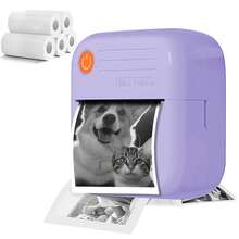 迷你打印机、口袋打印机、无线迷你贴纸打印机、迷你便携式热敏打印机、高清无线标签和二维码打印机、USB可充电锂电池、黑白输出，适用于DIY、日记、学习笔记和节日礼物，无线打印 | 时尚设计 | 无线连接，迷你打印机，1200mAh可充电锂离子电池 - ET-多色 - 查看 23