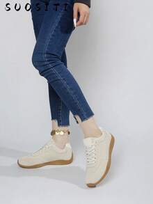 2026新款女士平底休闲轻便舒适运动鞋 - 米色 - 查看 3