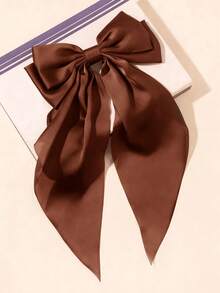 1 pieza Lazo de color marrón oscuro, Clip de pelo grande con lazo para mujer, Accesorio de pelo grande para cola de caballo, Accesorio de pelo elegante, Adecuado para la vida diaria y el campus, Accesorios de pelo para mujer, Accesorios para la cabeza - Marrón oscuro - Ver 6