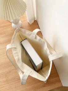 Neutral Handbag Set, Including Shoulder Bag And Beauty Bag, Minimalist University Style, Printed With English Letters, Canvas Material, Portable Shopping Bag For Going Out, Beige Shopping Bag, White Stationery Bag, Foldable Portable Printed Handbag, Mommy Bag, Fitness Bag, Large Capacity, Suitable For Commuting, School And University, Suitable For Teachers, Classmates, Wives And Family, Christmas, Thanksgiving Gifts