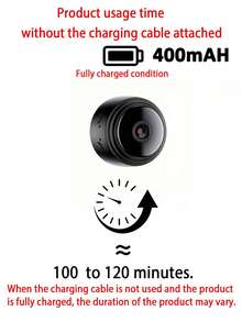 无线 WiFi 摄像头安防家用房间随身摄像头保姆摄像头智能家居室内外摄像头宠物狗婴儿摄像头 480P 家用便携式摄像头迷你房间夜视摄像头无需 WiFi 门摄像头，400mAh。 - 黑色 - 查看 11