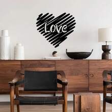 三种尺寸可选！心形金属墙饰：现代浪漫卧室装饰 - 黑色 - 查看 3