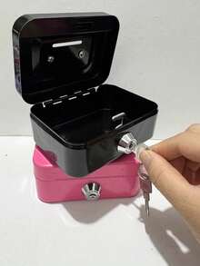 1个金属钥匙锁储物盒，钱箱，成人存款箱，硬币存款箱，成人存款箱，存款箱，收银机，尺寸：4.5 * 3.8 * 2.3英寸/11.5 * 9.9 * 5.8厘米 - 彩色 - 查看 7