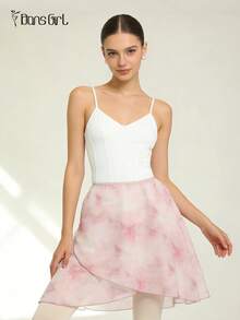 DonsGirl 1pc Floral Print Ballet Tutu Dress, Ribbon Tie Design, Suitable For Ballet/Modern/Classical Dance Practice And Performance, Great Gift For Girlfriend - Baby Pink - View 3