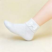 5双装婴儿纯色短袜，新年袜，经典红、黑、白、粉、米色，饰有蝴蝶结，色彩鲜艳，柔软舒适，适合春、夏、秋季日常穿着，适合0-3岁宝宝，节日袜，精美礼物，情人节袜 - 彩色 - 查看 9