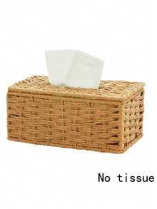 1pc Handmade Woven Tissue Box, Oriental Zen Minimalist Style, Suitable For Living Room, Bedroom, Office - Multicolor - View 14