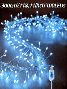 USB-Powered Smart String Lights, Multi-Functional LED Fairy Lights, Easily DIY Shaped Into Firecrackers, 8 Lighting Modes Can Be Freely Switched Via Remote Control, Suitable For Valentine's Day Decorations, Christmas Decorations, Holiday Bedroom/Room Decorations, Weddings, Parties, Birthdays, Dances And Other Festive Celebrations. - White Light - View 9