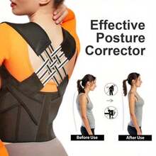 Corrective Belt Open Shoulder Anti-Hunch Orthotics For Adult Male And Female - Black, Healthcare Support Tool For Posture And Back Protection Thickness-Black Back Posture Correction Waist Trainer Corrector Daily - màu đen - Xem 2