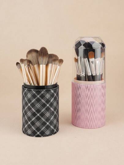 1个带盖化妆刷收纳盒，化妆品展示架，适用于浴室梳妆台，多功能透明防尘护肤及化妆工具收纳盒