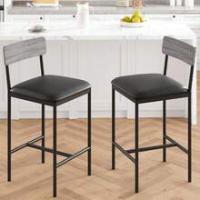 Techigher Dining Table Set For 2, Kitchen Table And Chairs, 3 Piece Counter Height Bar Kitchen Table Set With 2 Upholstered Chairs & 3 Storage Shelves For Small Space, Apartment - Taburete de bar de 2 piezas, gris - View 2