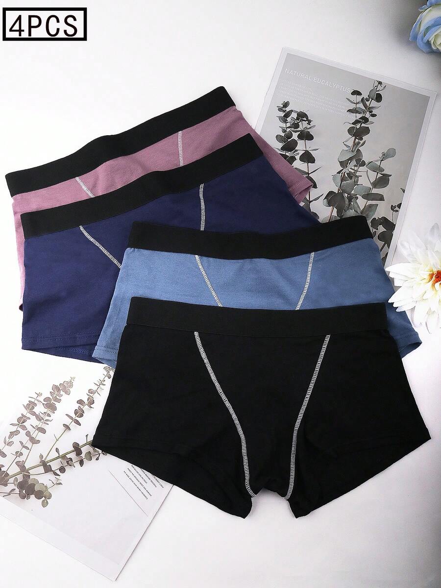4-Pack Women's Plus Size Loose-Fitting Boxer Shorts, Soft Comfortable Breathable Fabric, Stylish Casual Design For Everyday Wear, Summer - Multicolor B - View 1