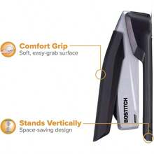 XISH Bostitch Office Executive Stapler - 3 in 1 Stapler - One Finger No Effort Spring Powered Stapler Black/Gray INP20 - Gris - Ver 7