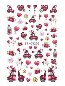 Bộ 2 miếng dán móng tay hoạt hình 3D chủ đề Valentine màu đen, đỏ, hồng, hình trái tim, ổ khóa, hoa hồng, cánh hoa, bóng bay, phong bì, chai ước nguyện, thiết kế sọc kẻ, tự dán, phong cách Y2K, thích hợp cho đám cưới, ngày lễ, trang trí móng tay, phụ kiện làm móng cho phụ nữ và bé gái, quà tặng móng tay. - Nhiều màu - Xem 3