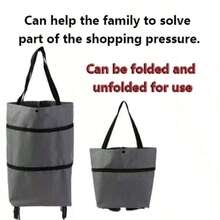 2 In 1 Lightweight Foldable Shopping Cart, Foldable Cart With Wheels, Reusable Shopping Bag, Unisex Travel Bag, Home And Kitchen Supplies, Portable Rolling Shopping Bag With Wheels, Waterproof Trolley. - Multicolor - View 19