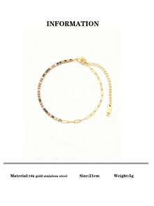 1 szt. Casual Ins 2025 Nowa 18-karatowa złota bransoletka ze stali nierdzewnej o wysokiej ochronie, kolorowa, kryształowa, odpowiednia do codziennego noszenia przez kobiety, uniwersalna, wodoodporna biżuteria, prezent na Walentynki (bez pudełka prezentowego) - Bransoletka z kryształkami - Zobacz 18