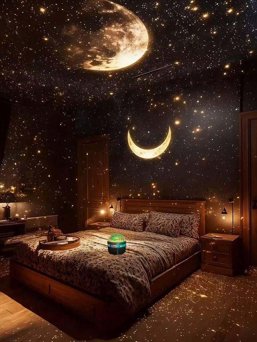 1 Piece Of Aurora Starry Sky Projector Light - USB Powered RGB Night Light, With Remote Control, Multi-Color Wave Light Changing LED Light, Aurora Effect Starry Sky Light, Suitable For Bedroom, Living Room And Home Festival Party Decoration Atmosphere Light, Creating A Romantic Aurora Starry Sky Atmosphere Around! It Is A Perfect Gift For Christmas, Valentine's Day And Various Festivals! - ánh sáng đa sắc - Xem 1