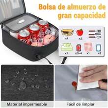 Bolsa De Almuerzo De Gran Capacidad Para Mujer Hombre,Lonchera Termica Con Correa De Hombro, Picnic,Viajes,Impermeable(Negro) - Multicolor - Ver 4
