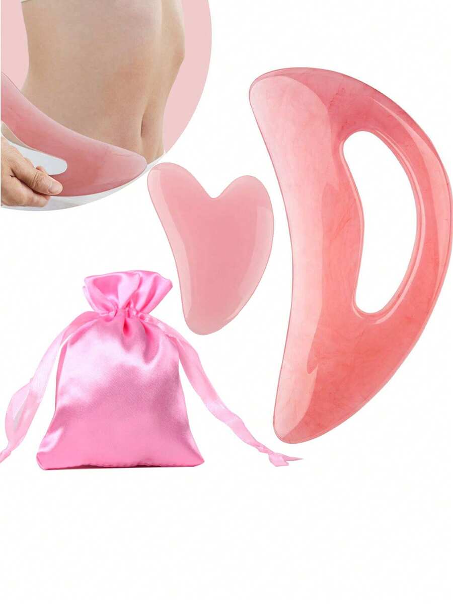 Herramienta de masaje Gua Sha de tamaño grande con mango (resina) para masaje de cuello, cara, piernas, drenaje linfático y eliminación de grasa - Multicolor - Ver 1