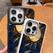 Drop Resistant, Sun, Moon, UV Resistant, Soft Silicone Printing, Metallic Plating Case For Apple  11 12 13 14 15 16 17 Pro Max 14 15 16 Plus 17 Air X XR XS Max, Anti-Impact, Minimalist Design, Protective, Scratch-Resistant, Perfectly Fitting Case P2561 - màu đen - Xem 9