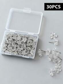 50 قطعة دبابيس دفع شفافة بشكل زهرة، تصميم زهرة 5 بتلات دبابيس مكتبية زخرفية - متعدد الألوان - مشاهدة 11