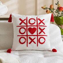 1 chiếc vỏ gối trang trí hình trái tim đỏ XOXO ngày Valentine, kích thước 18x18 inch, thêu chữ LOVE, kiểu dáng trang trại, thích hợp cho ghế sofa trong nhà, không kèm ruột gối. - Trái tim đỏ lớn - Xem 11