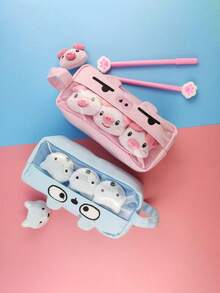 1pc Cute Plush Animal Pencil Case, Large Capacity Multi-Functional Learning Stationery, Quirky & Minimalist Design,Back To School,Bag - Multicolor - View 6