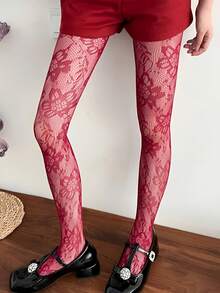 Sexy Lace Pattern Leggings - Sheer Hollow Out Slim Fit Tights, Fashionable Sheer Pantyhose For Women - Multicolor - View 10