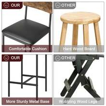 Techigher Dining Table Set For 2, Kitchen Table And Chairs, 3 Piece Counter Height Bar Kitchen Table Set With 2 Upholstered Chairs & 3 Storage Shelves For Small Space, Apartment - 4-piece Bar Stool, Retro Color - View 4