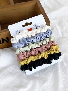 6pcs Satin Scrunchies Set, Elegant Muted Color Tones, Solid Color Non-Damaging Hair Ties, Versatile All-Match Hair Accessories - Multicolor - View 2