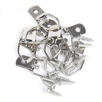 XISH 50 Piezas Ganchos Metálicos para Cuadros Anillas en D Soporte Profesional para Marcos Espejos Relojes y Pinturas 0.4x1.3in/10x33mm Resistentes y Duraderos Herrajes para Co