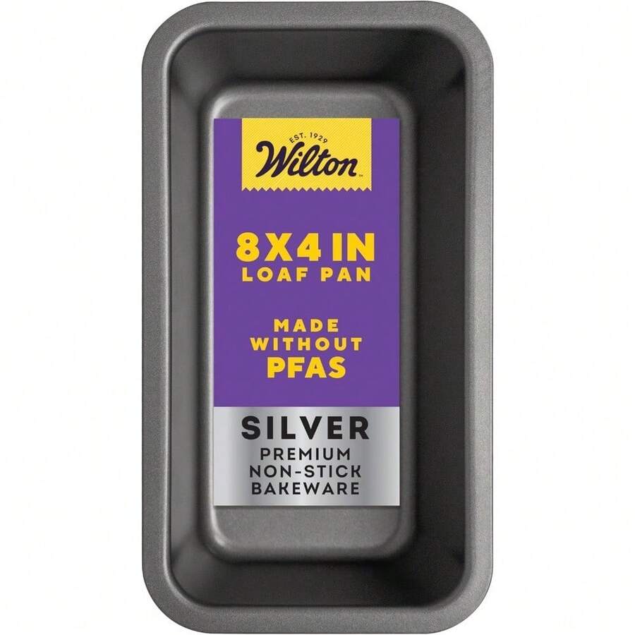 Wilton Silver - Molde antiadherente para pan, pan y pan de carne, hecho sin PFAS, acero duradero, calentamiento uniforme, 8 x 4 pulgadas - por defecto - Ver 1