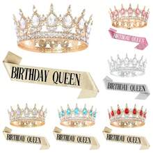 Silver Birthday Sash And Crown, Women's Birthday Crown, Shiny Birthday Sash For Adult Women, Women's Birthday Headpiece, Princess Crown, Birthday Decorations, Party Favors - Multicolor - View 7
