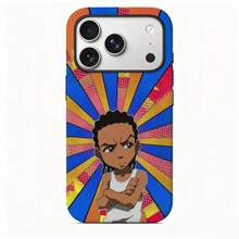 Una elegante funda para teléfono que no incluye cordón ni soporte Boondocks Riley 2-In-1 Film Phone Frosted para 17/16/15/14/13/12 Pro 14 15 16 17 Plus 11/X/Xsmax/Xr//8/Se. Funda protectora de doble capa reforzada, a prueba de caídas, anti-amarilleo y con colores brillantes. - Patrón 2 - Ver 5